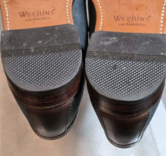 GH Bass Weejuns Logan Leather Penny Loafers Mens Sz 10 D Blue / Brown Flat Strap main image 3